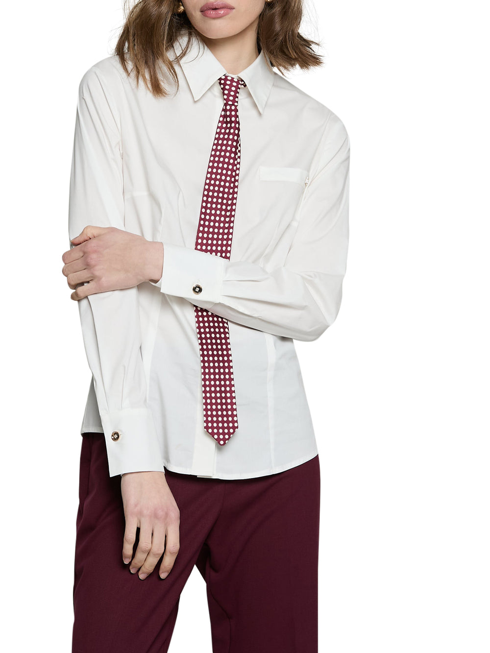 RELISH Camicia Zora Con Patta Cravatta Pois Bianco