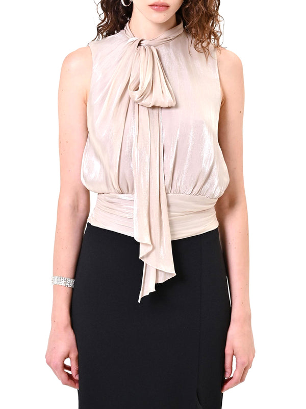RINASCIMENTO Top Rinascimento Fiocco Laterale In Raso Tortora Beige