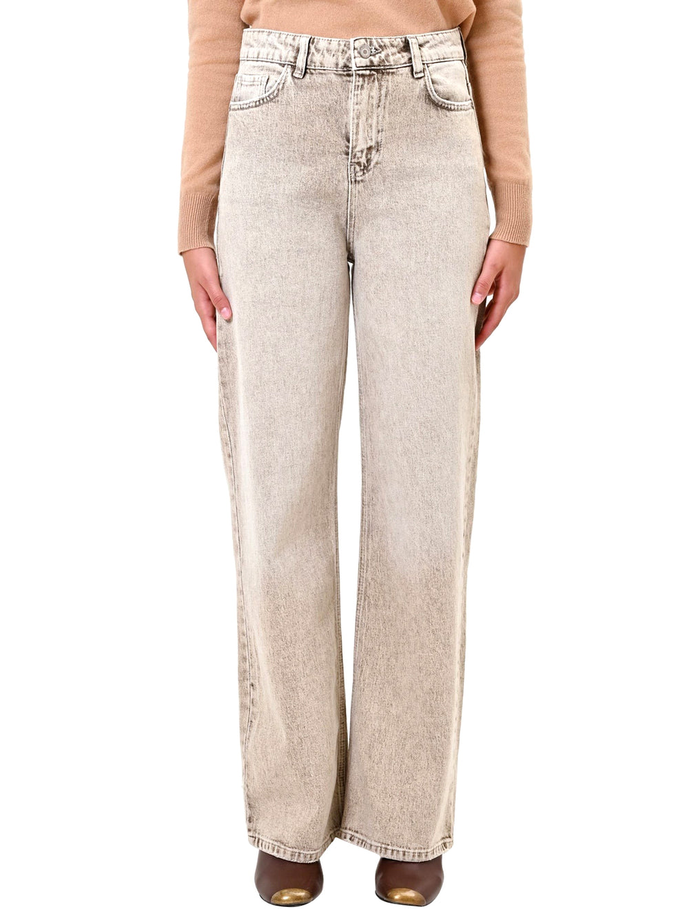 RINASCIMENTO Jeans Ampi A Vita Alta Rinascimento Tortora Beige