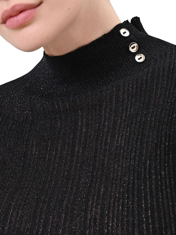 RINASCIMENTO Maglia Rinascimento A Costine Con Bottoni Decorativi Nero