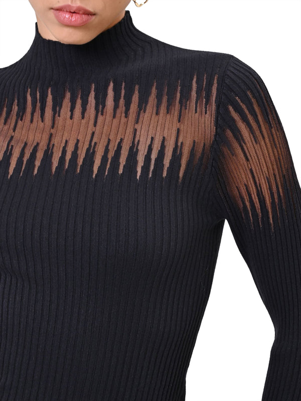 RINASCIMENTO Maglia Rinascimento Con Inserto Semitrasparente Nero