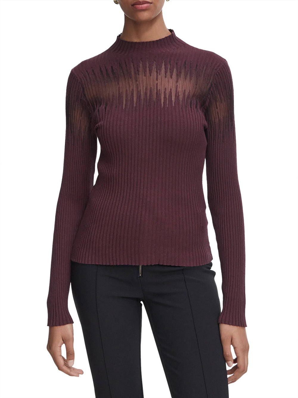 RINASCIMENTO Maglia Rinascimento Con Inserto Semitrasparente Bordeaux