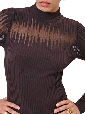 RINASCIMENTO Maglia Rinascimento Con Inserto Semitrasparente Moro Marrone