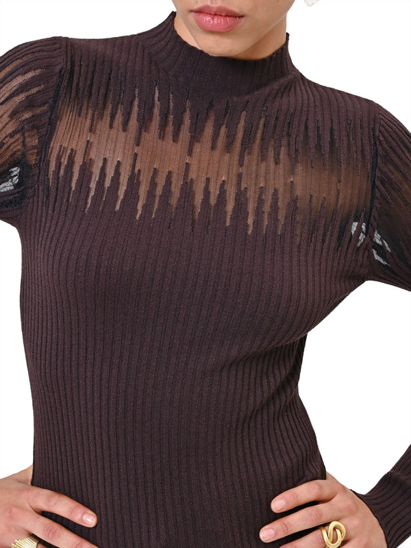 RINASCIMENTO Maglia Rinascimento Con Inserto Semitrasparente Moro Marrone