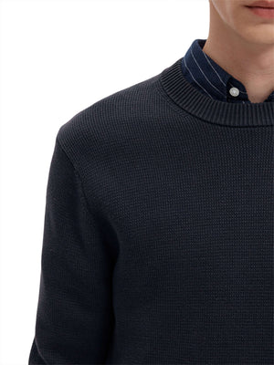SELECTED Maglione Selected Slmdane Ls Knit Structure Crew Neck Noos Blu