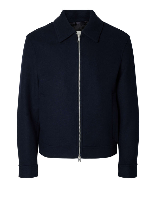 SELECTED Giubbotto Selected Miscela Di Lana Navy