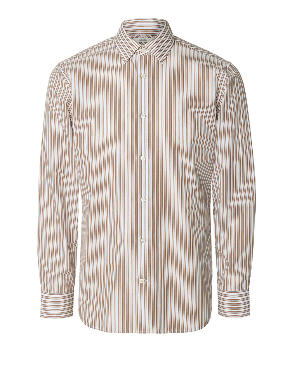 SELECTED Camicia Selected Slmslimfilip Lux Poplin - Bianco Marrone