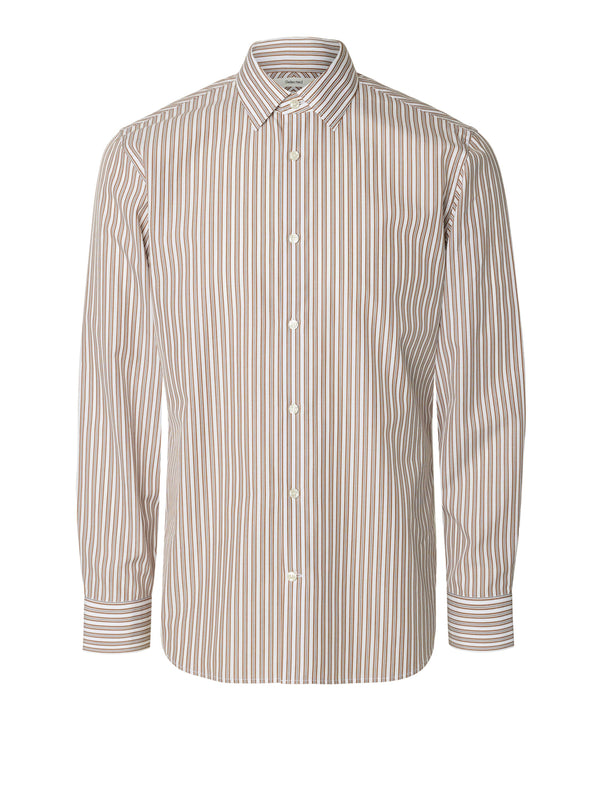 SELECTED Camicia Selected Slmslimfilip Lux Poplin - Bianco Marrone