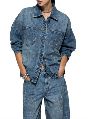 Liu Jo Giacca Oversize Con Strass Liu Jo - Denim