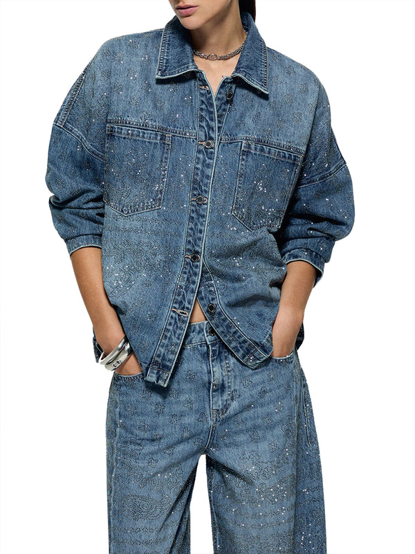 Liu Jo Giacca Oversize Con Strass Liu Jo - Denim