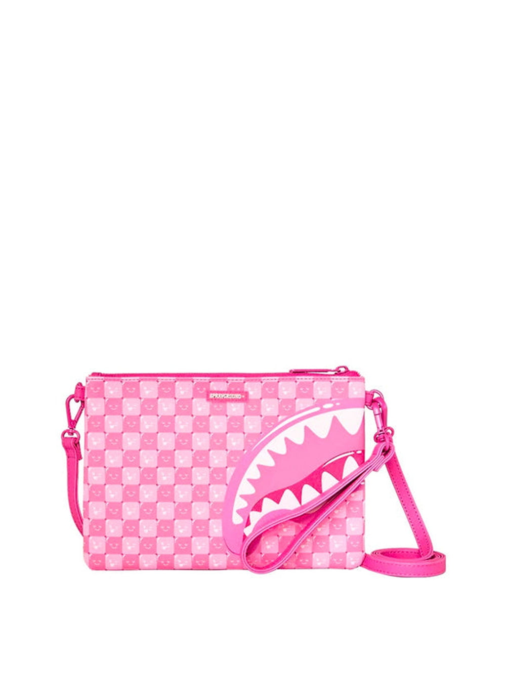 Sprayground Back To School Borsa Pochette Pink New Check faces Crossover Clutch - Rosa