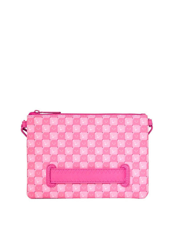 Sprayground Back To School Borsa Pochette Pink New Check faces Crossover Clutch - Rosa