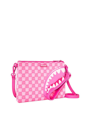 Sprayground Back To School Borsa Pochette Pink New Check faces Crossover Clutch - Rosa