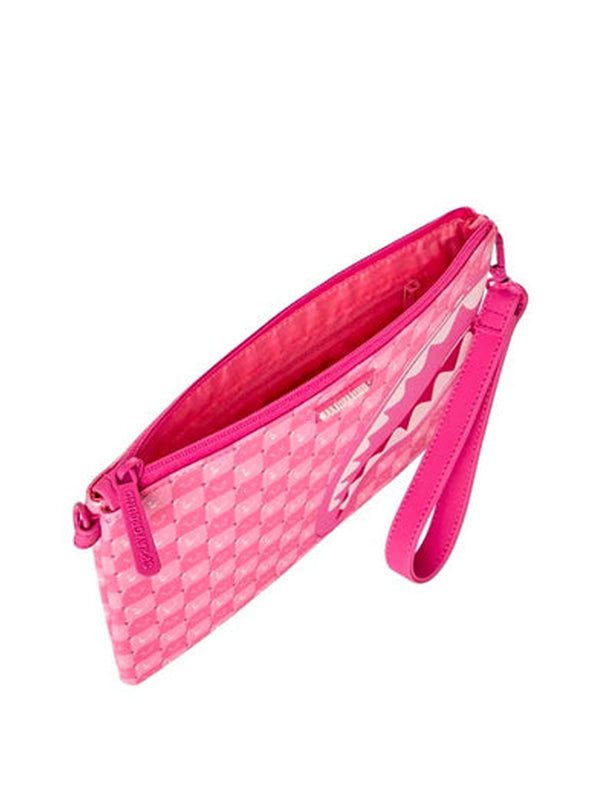 Sprayground Back To School Borsa Pochette Pink New Check faces Crossover Clutch - Rosa