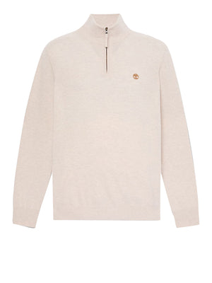 TIMBERLAND Maglione Timberland con Zip a un Quarto in Lana Merino Cohas Brook Beige