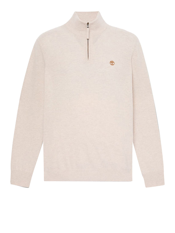 TIMBERLAND Maglione Timberland con Zip a un Quarto in Lana Merino Cohas Brook Beige