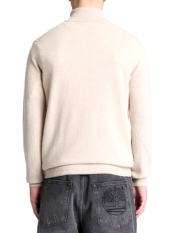 TIMBERLAND Maglione Timberland con Zip a un Quarto in Lana Merino Cohas Brook Beige