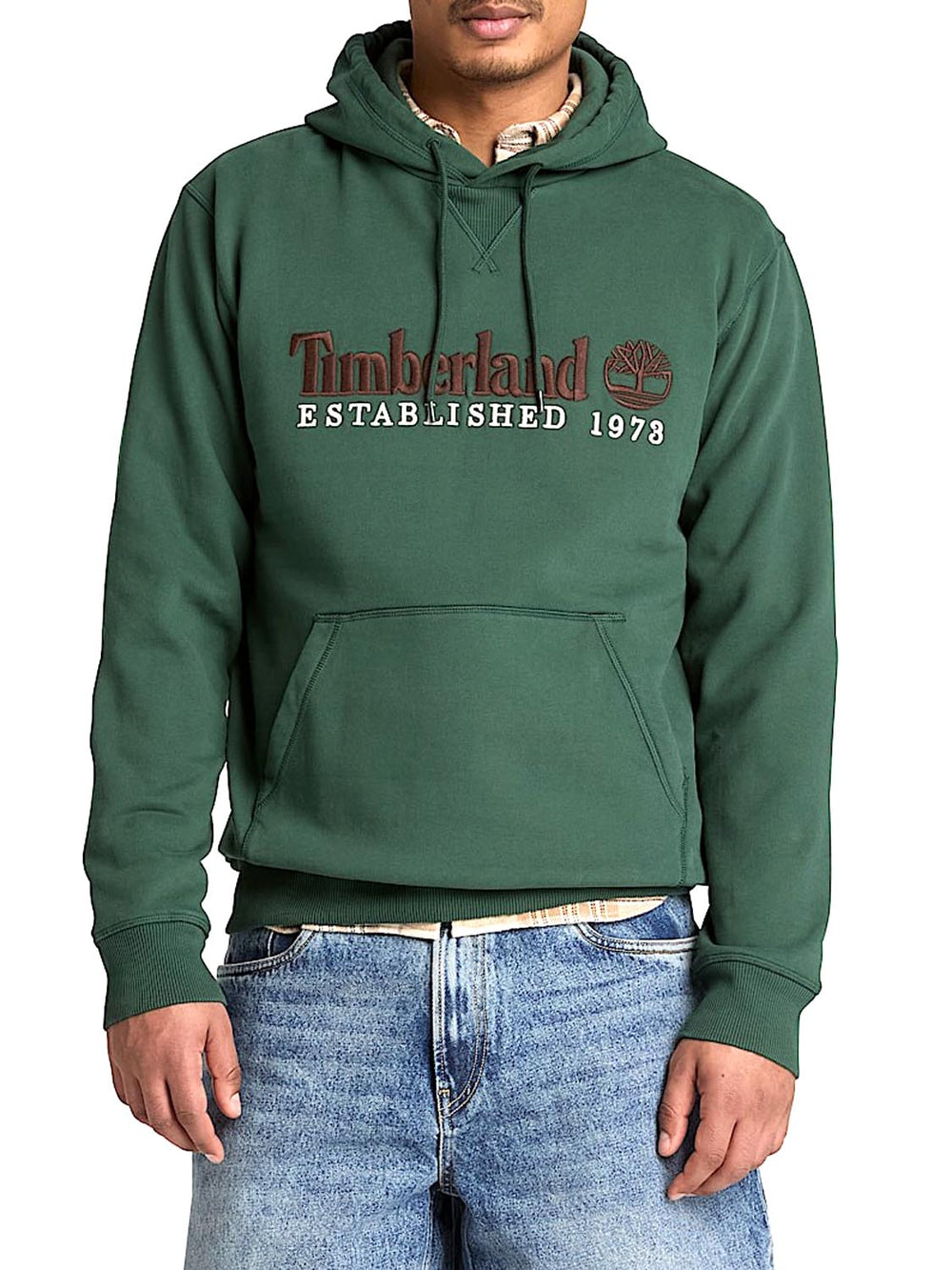 TIMBERLAND Felpa Timberland con Logo Established 1973 Ricamato Verde Scuro