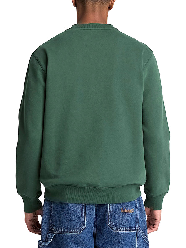 TIMBERLAND Timberland Felpa Girocollo con Logo Established 1973 Ricamato Verde Scuro