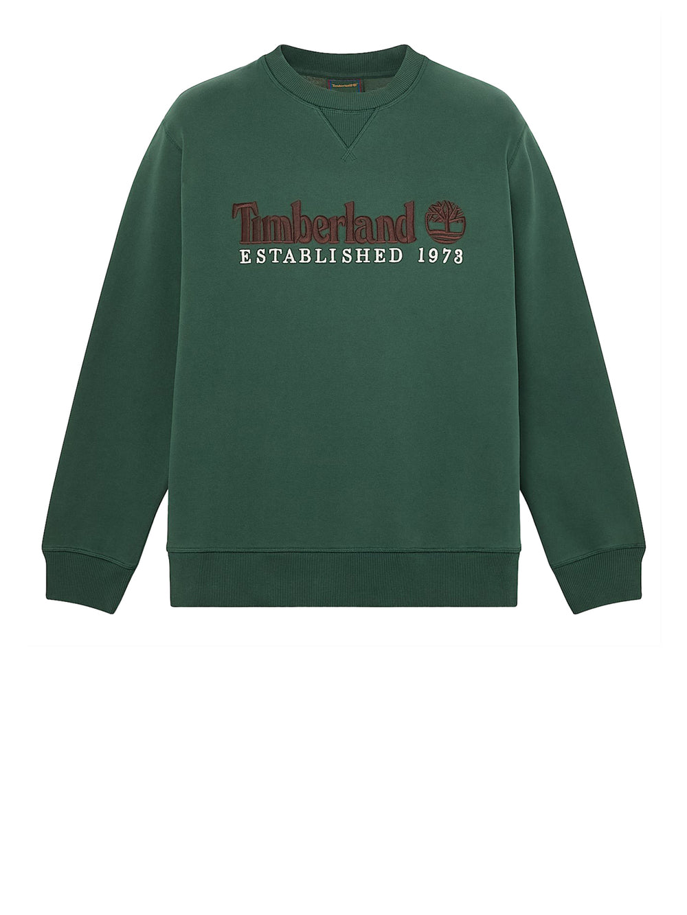 Timberland Timberland Felpa Girocollo con Logo Established 1973 Ricamato Verde Scuro