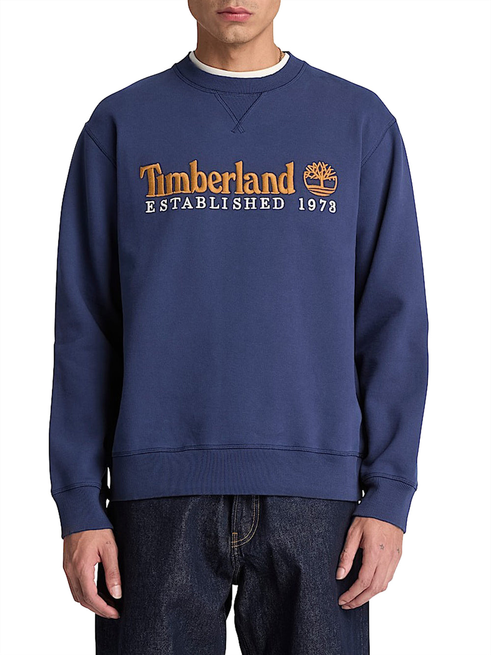 TIMBERLAND Timberland Felpa Girocollo con Logo Established 1973 Ricamato Navy