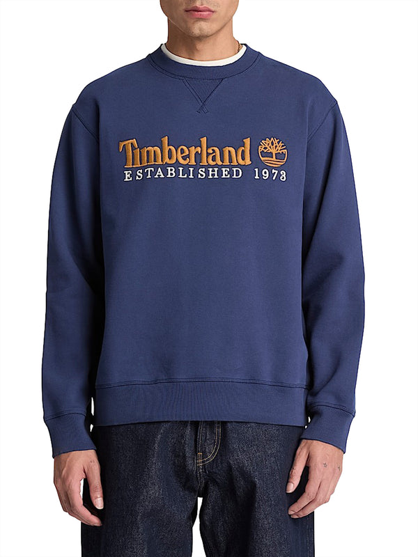 TIMBERLAND Timberland Felpa Girocollo con Logo Established 1973 Ricamato Navy