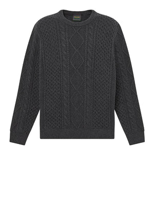 TIMBERLAND Maglione Timberland Girocollo in Maglia a Trecce Phillips Brook Coal
