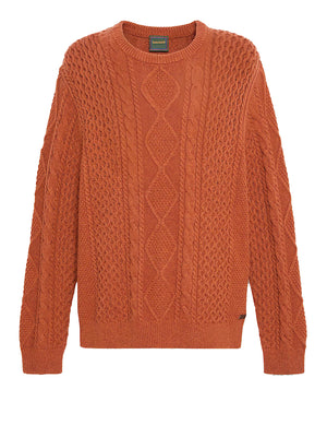 TIMBERLAND Maglione Timberland Girocollo in Maglia a Trecce Phillips Brook Marrone