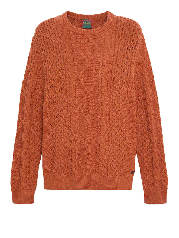 TIMBERLAND Maglione Timberland Girocollo in Maglia a Trecce Phillips Brook Marrone