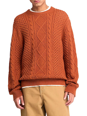 TIMBERLAND Maglione Timberland Girocollo in Maglia a Trecce Phillips Brook Marrone