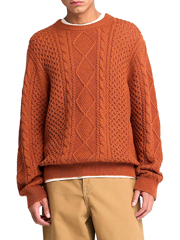 TIMBERLAND Maglione Timberland Girocollo in Maglia a Trecce Phillips Brook Marrone