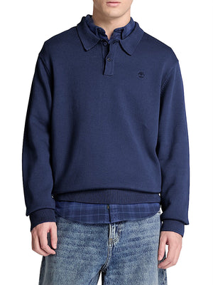 TIMBERLAND Maglione Timberland Stile Polo in Cotone Williams River Navy