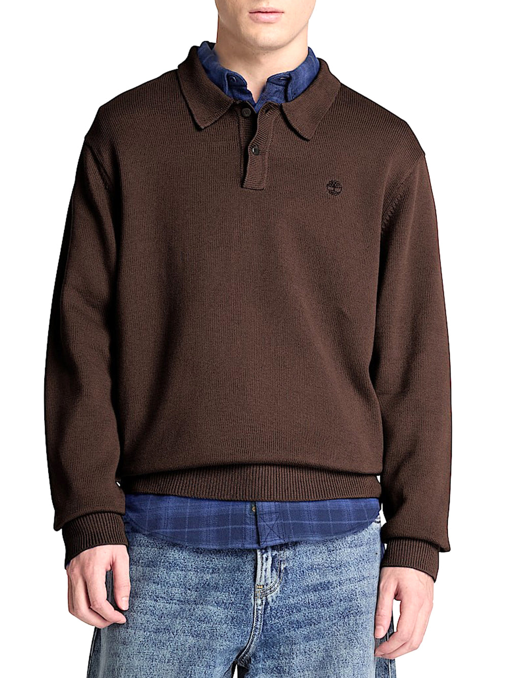 TIMBERLAND Maglione Timberland Stile Polo in Cotone Williams River Marrone