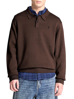 TIMBERLAND Maglione Timberland Stile Polo in Cotone Williams River Marrone