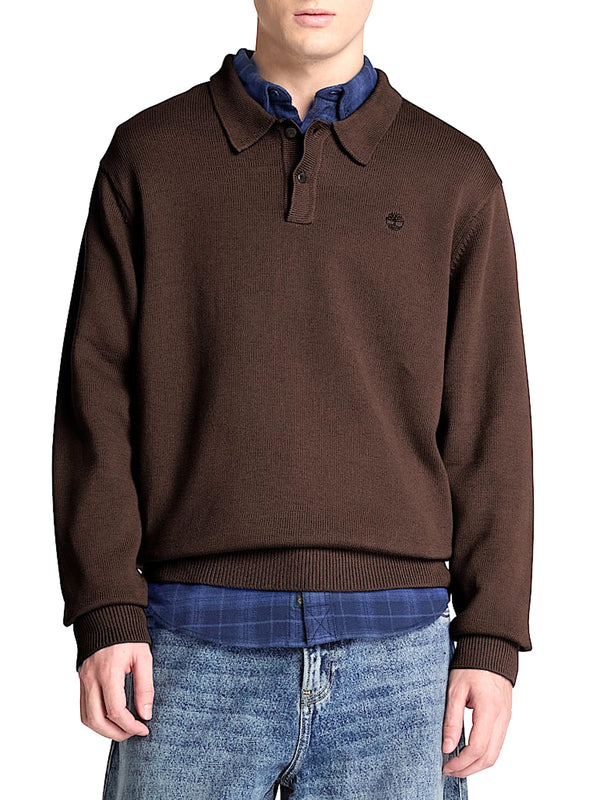 TIMBERLAND Maglione Timberland Stile Polo in Cotone Williams River Marrone
