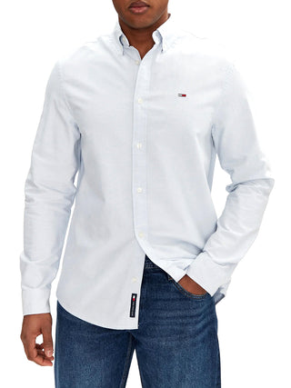 TOMMY JEANS 1USCITA Camicia Tommy Hilfiger Tinta Unita Celeste