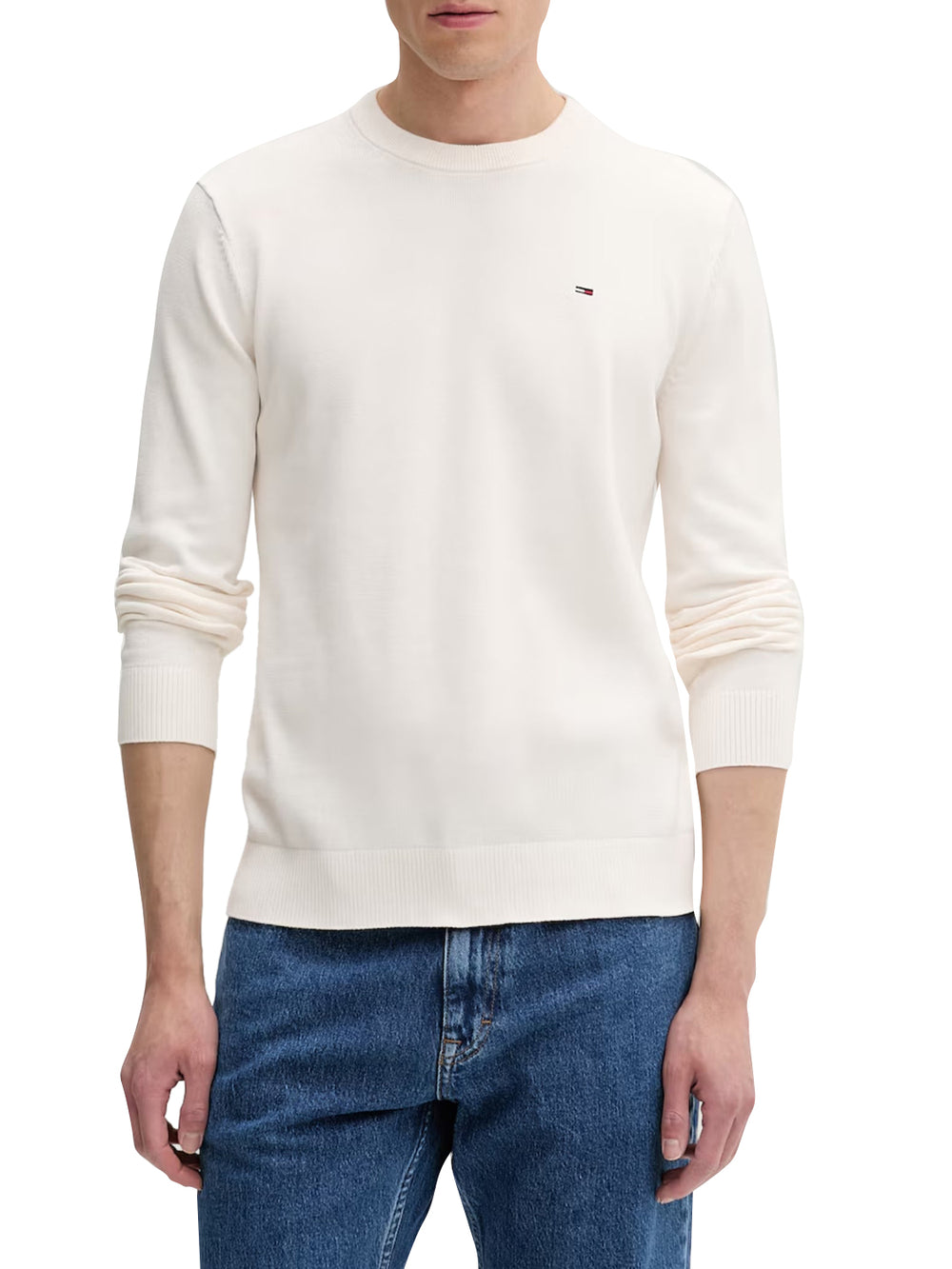 TOMMY JEANS 1USCITA Pullover Tommy Jeans Flag Slim Fit Leggero - Bianco