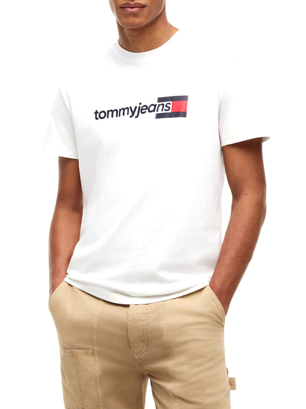 TOMMY JEANS 1USCITA T-Shirt Tommy Jeans Logo Frontale Bianco