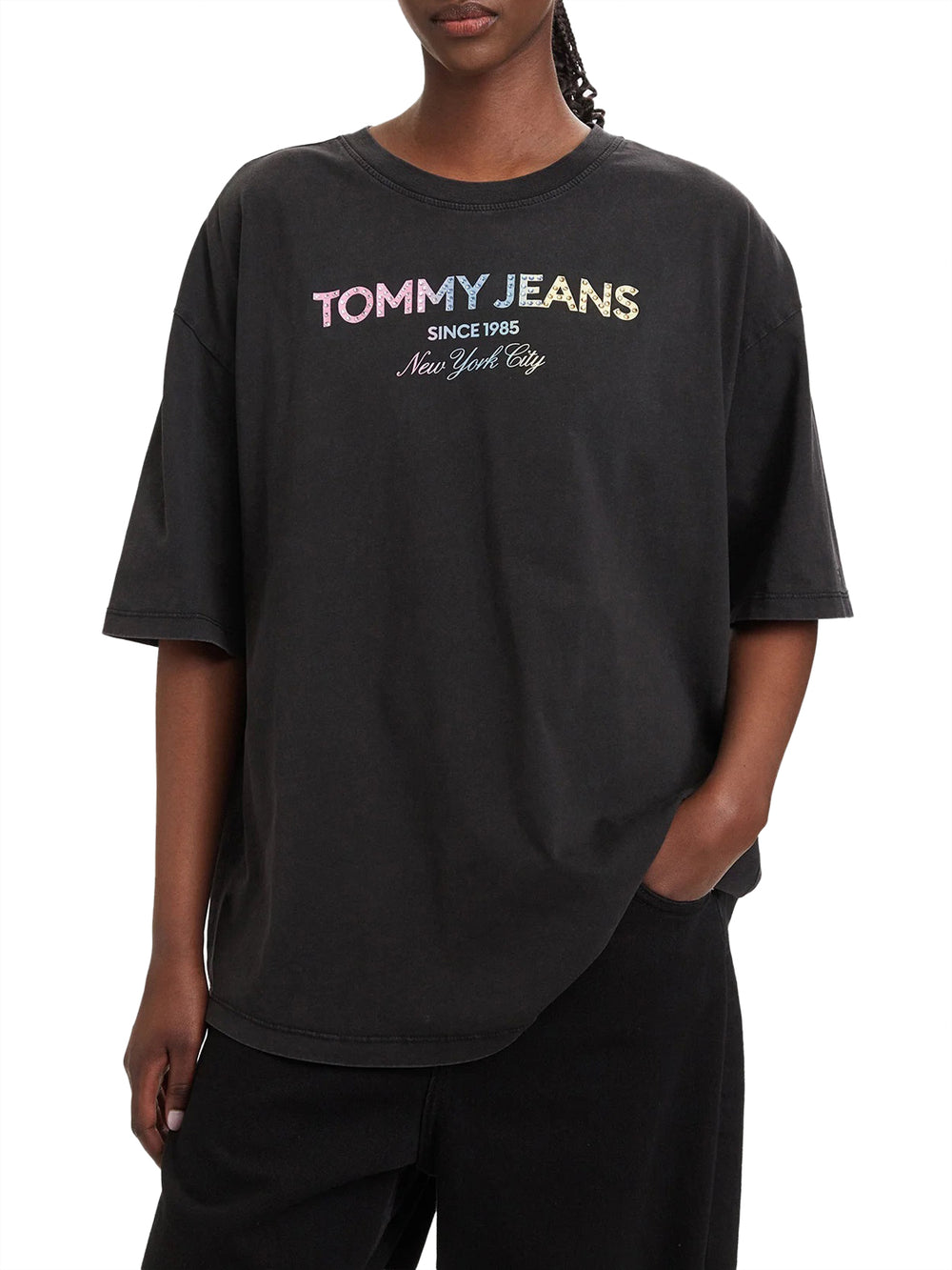 TOMMY JEANS 1USCITA T-Shirt Tommy Jeans Logo Frontale Nero