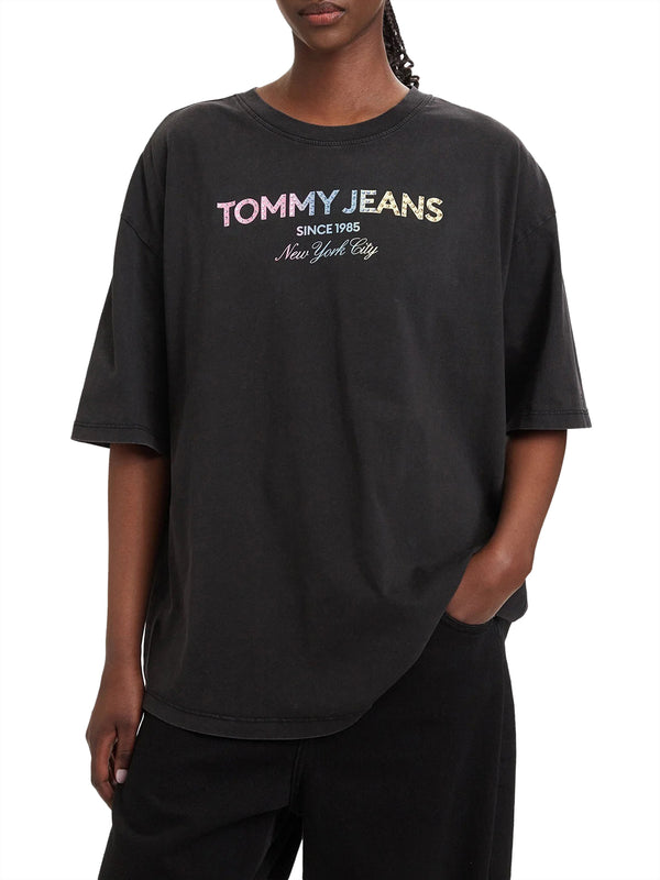 TOMMY JEANS 1USCITA T-Shirt Tommy Jeans Logo Frontale Nero