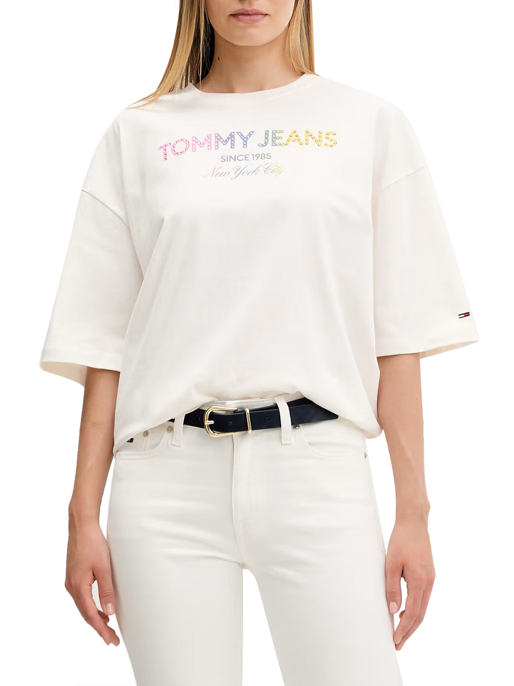TOMMY JEANS 1USCITA T-Shirt Tommy Jeans Logo Frontale Bianco