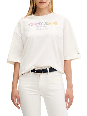 TOMMY JEANS 1USCITA T-Shirt Tommy Jeans Logo Frontale Bianco