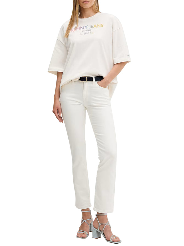 TOMMY JEANS 1USCITA T-Shirt Tommy Jeans Logo Frontale Bianco