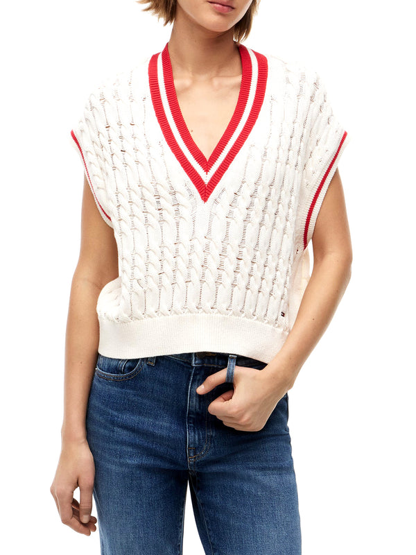 TOMMY JEANS 1USCITA Maglia Tommy Jeans Scollo a V Bianco