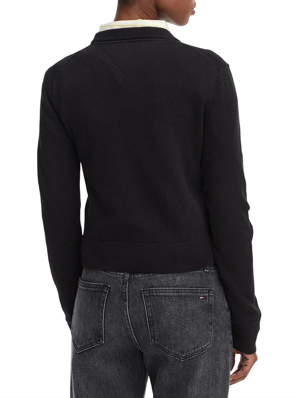 TOMMY JEANS 1USCITA Maglia Tommy Jeans Logo Frontale Nero