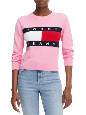 TOMMY JEANS 1USCITA Maglia Tommy Jeans Logo Frontale Rosa