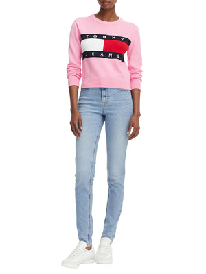 TOMMY JEANS 1USCITA Maglia Tommy Jeans Logo Frontale Rosa