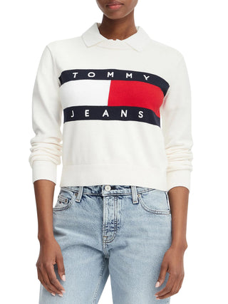 TOMMY JEANS 1USCITA Maglia Tommy Jeans Logo Frontale Bianco