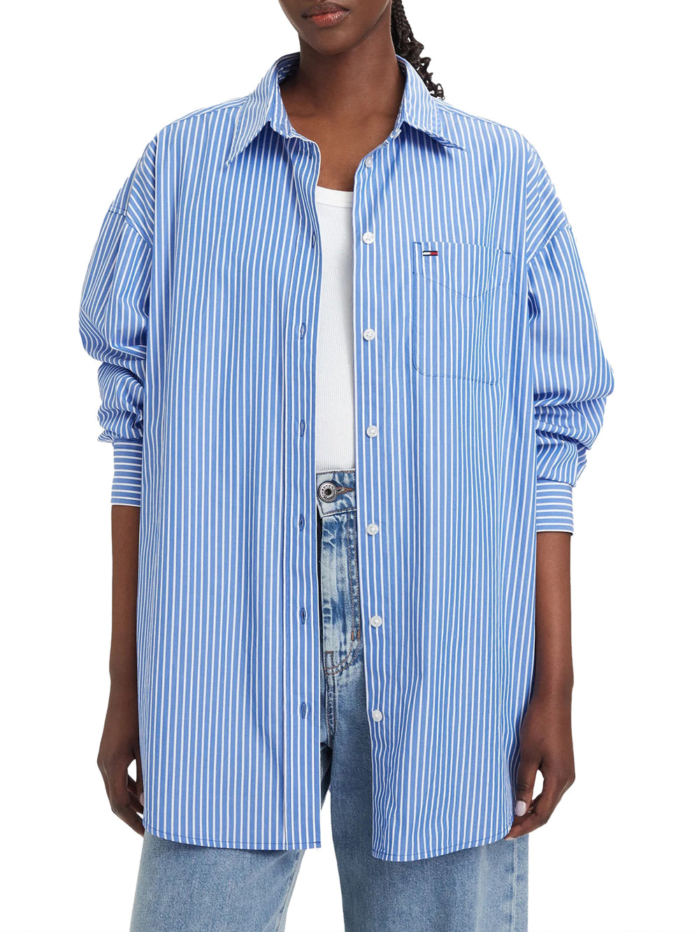 TOMMY JEANS 1USCITA Camicia Tommy Jeans Logo Frontale Celeste