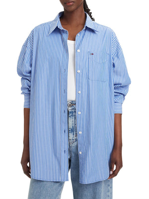 TOMMY JEANS 1USCITA Camicia Tommy Jeans Logo Frontale Celeste